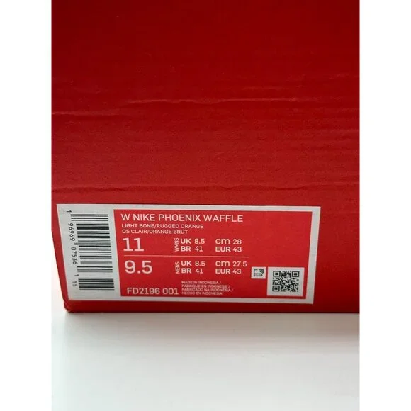 Women's Nike Phoenix Waffle Light Bone/Orange FD2196-001Size Women 11 Men 9.5 - Picture 11 of 11